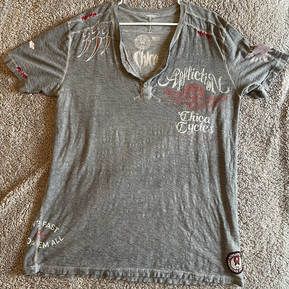 Affliction American Customs Chica Cycles Men’s Shirt. Size XL